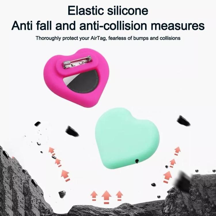 For AirTag GPS Tracker Heart-Shape Silicone Case With Safety Pins Hidden Inside Clothes Shoes