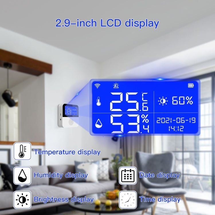 Tuya WIFI Temperature And Humidity Sensor With 2.9inch LCD Display,Spec: