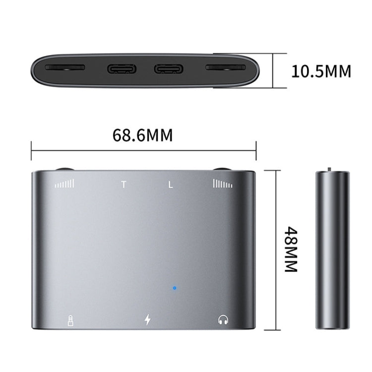 2 In 1 8 Pin+Type-C/USB-C Stereo Dual Channel Sound Card Live Converter