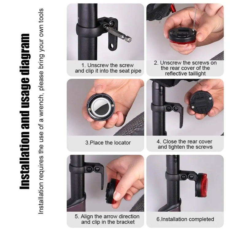 For Airtag Hidden Reflective Tail Light Bicycle Mount