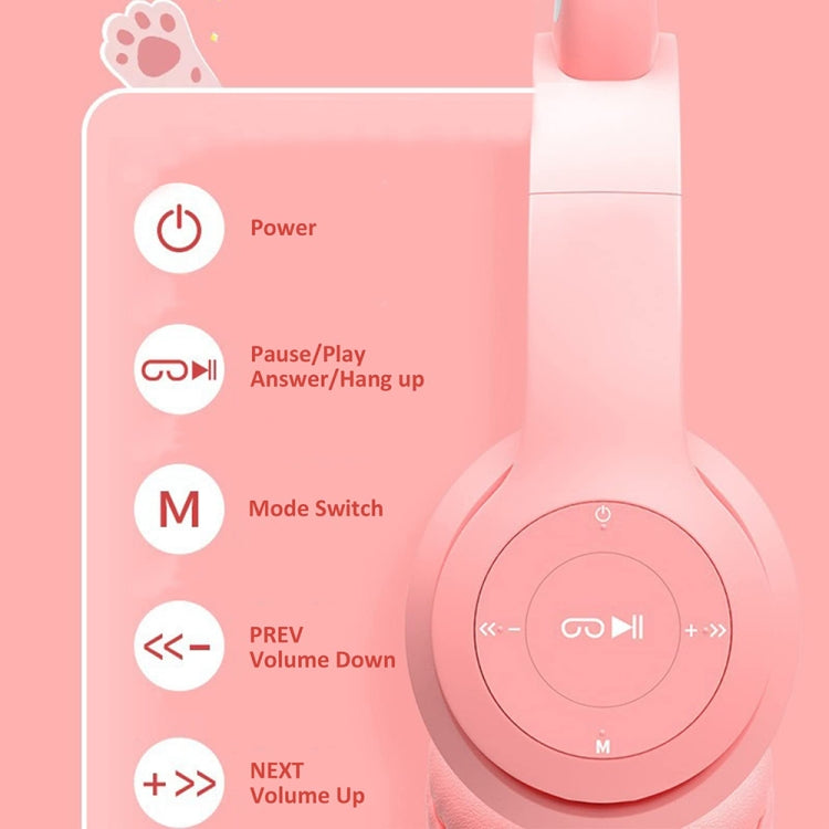 P47M LED Light-emitting Cat Ears Gaming Bluetooth Wireless Headset