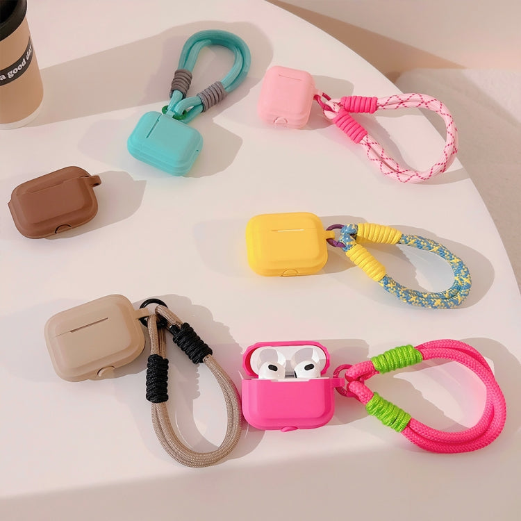 Dopamine Contrast Color Silicone Earphone Cover With Hand Strap