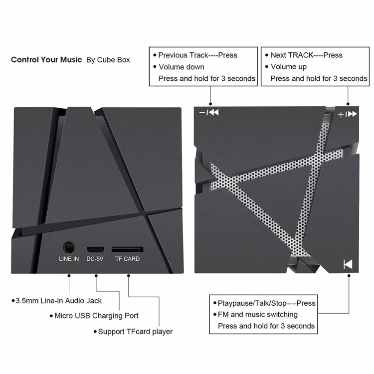 Qone Cube AI Smart Voice-Controlled Bluetooth Speaker RGB Light Mini Wireless Audio