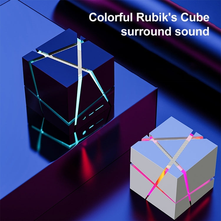 Qone Cube AI Smart Voice-Controlled Bluetooth Speaker RGB Light Mini Wireless Audio