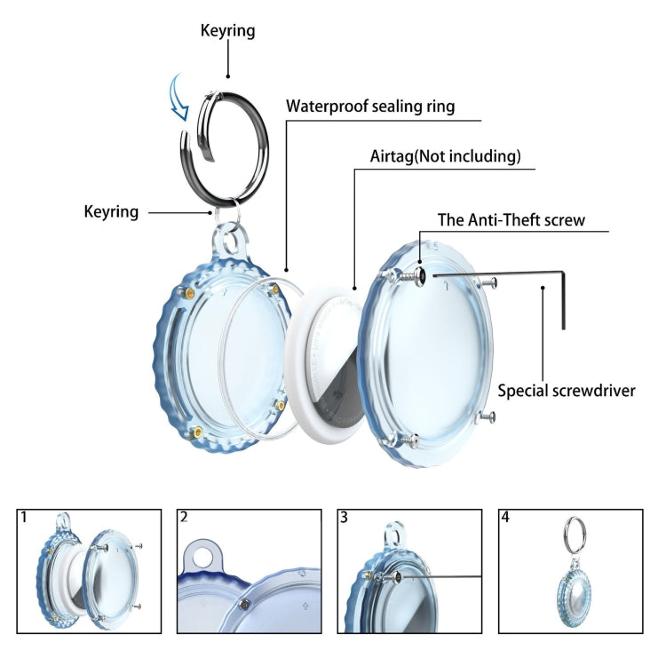 For Airtag IP68 Waterproof Full Cover PC Case With Key Ring