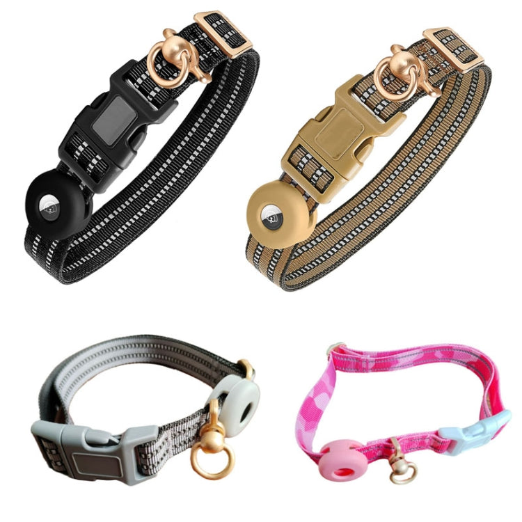 For AirTag Tracker Silicone Sleeve Medium Dog Collar Nylon Reflective Anti-Tangle Pet Collar