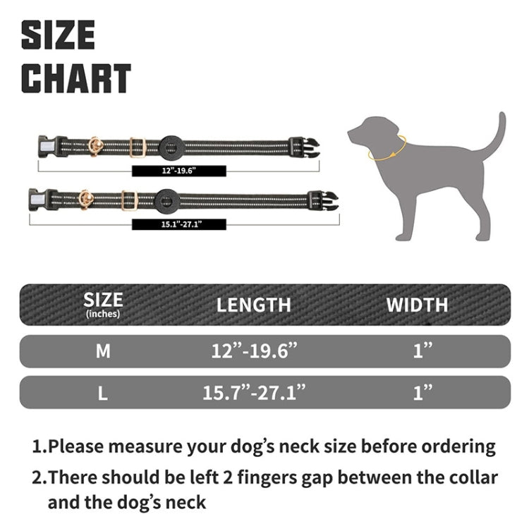 For AirTag Tracker Silicone Sleeve Medium Dog Collar Nylon Reflective Anti-Tangle Pet Collar