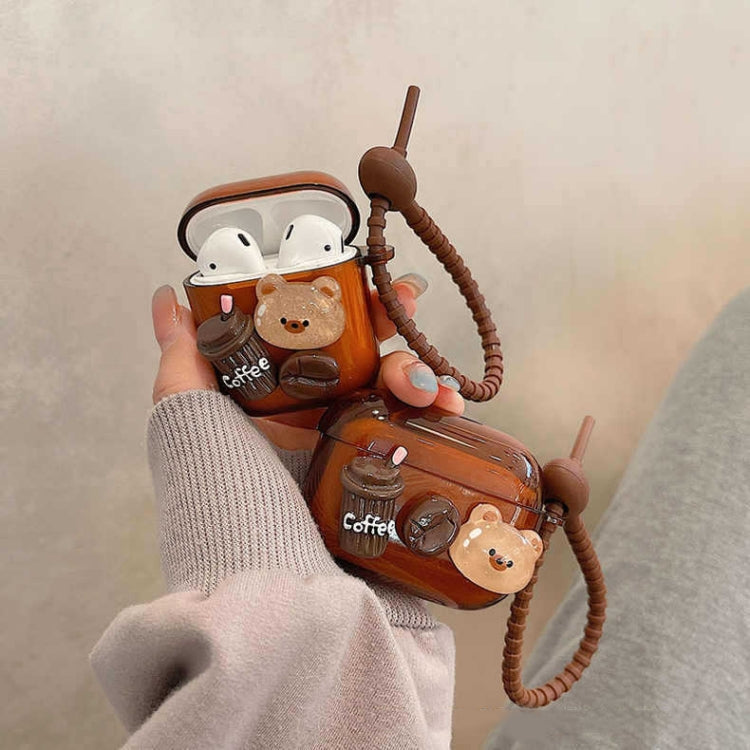 Cartoon 3D Coffee Bear Headphones Case Protective Shell Cover