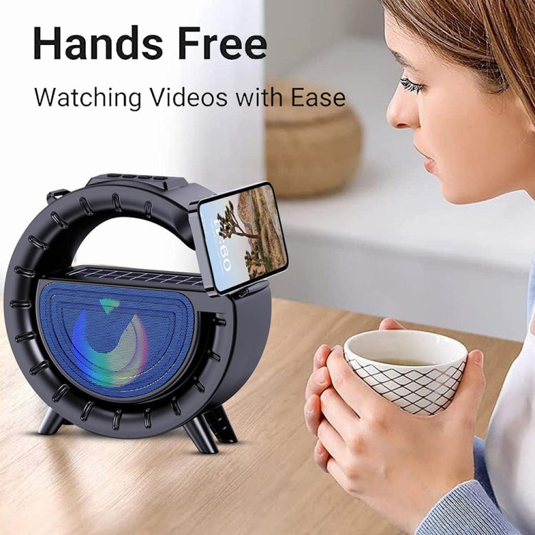 DV-800 G-shaped Colorful Atmosphere Light Flashlight Solar Wireless Bluetooth Speaker