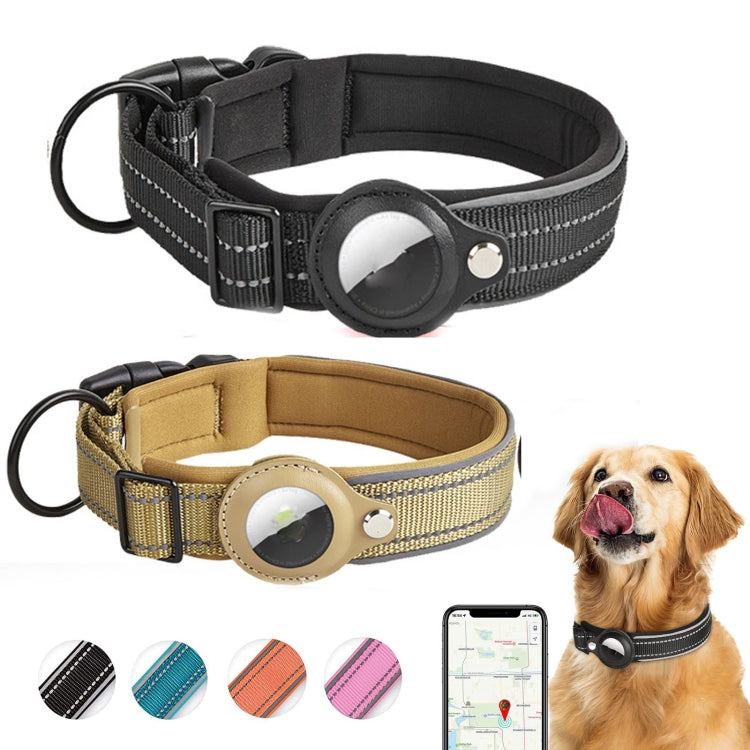 For AirTag Tracker Dog Collar Neoprene Lining Reflective Pet Collar