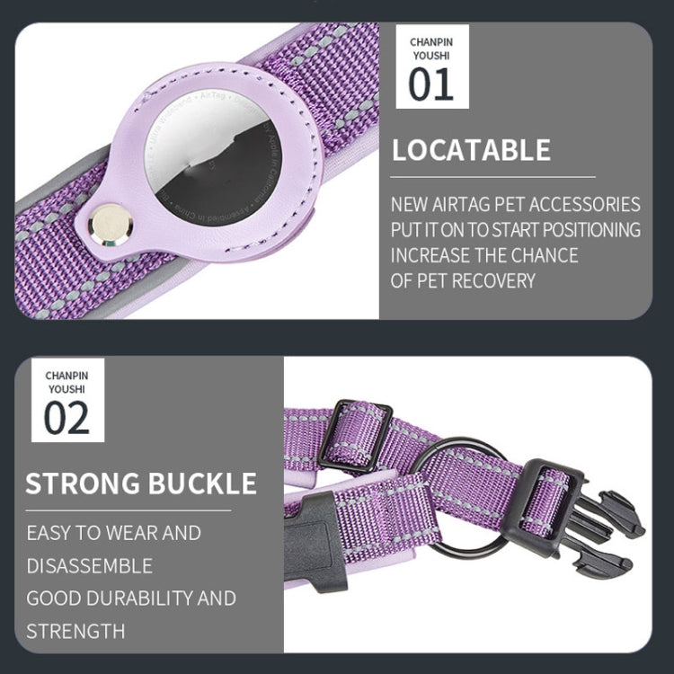 For AirTag Tracker Dog Collar Neoprene Lining Reflective Pet Collar