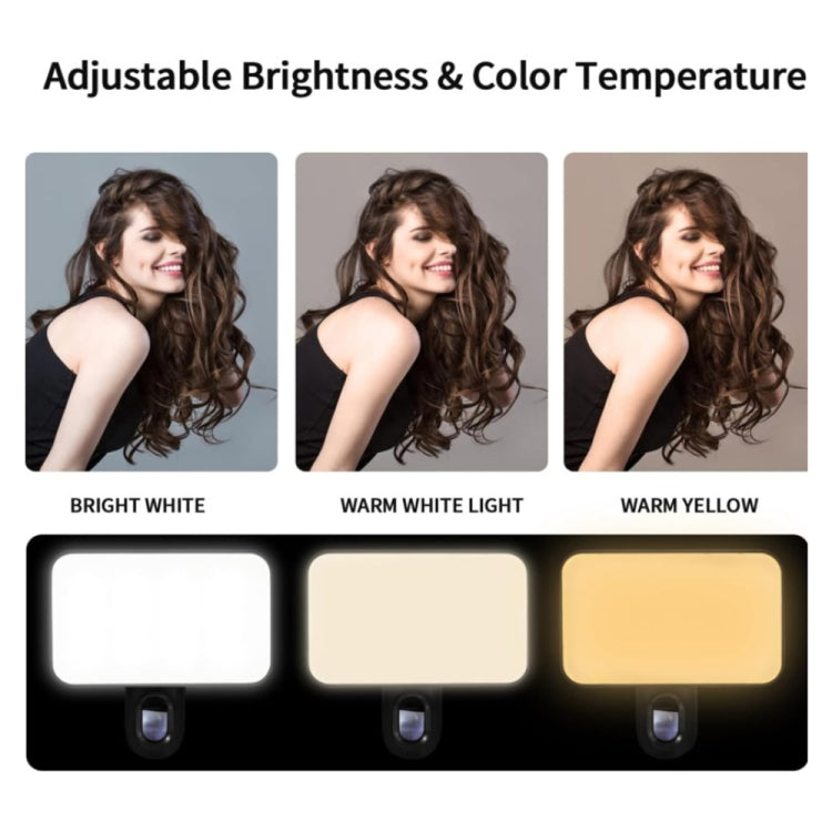Selfie Fill Light Rechargeable 3 Color Temperature Clip On For Phone, Laptop, Tablet Meeting