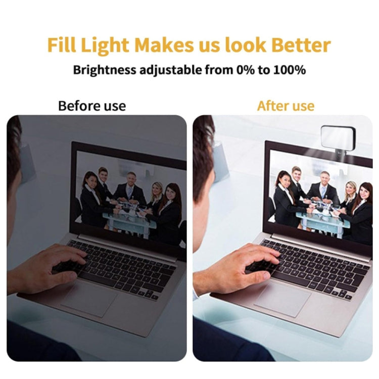 Selfie Fill Light Rechargeable 3 Color Temperature Clip On For Phone, Laptop, Tablet Meeting