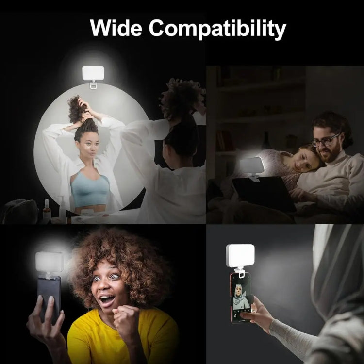 66 LEDs Selfie Fill Light Rechargeable 3 Modes Clip-on Pocket Light For Phone, Laptop, Tablet Meeting
