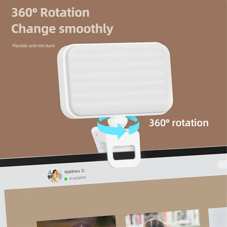 66 LEDs Selfie Fill Light Rechargeable 3 Modes Clip-on Pocket Light For Phone, Laptop, Tablet Meeting