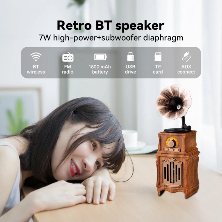 AS31 Retro Bluetooth 5.3 Speaker Radio Classic Gramophone Design Room Vintage Decor