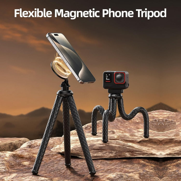 TELESIN P3-FM-02 Flexible Magnetic Suction Mobile Phone Tripod Magsafe Octopus Desktop Fixed Bracket