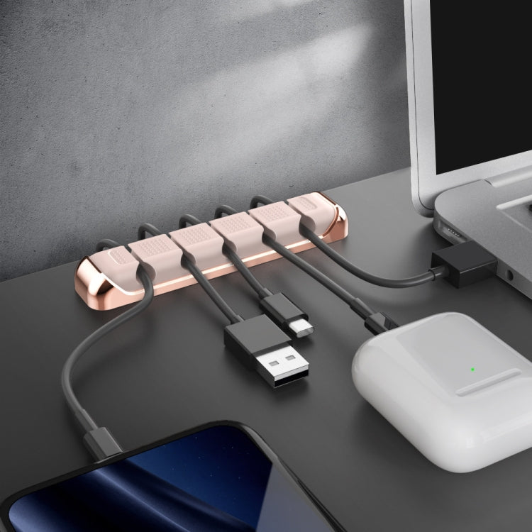 AhaStyle PT125 Aluminum Alloy + Silicone 5 Holes Position Cable Holder Desktop Data Cable Clip