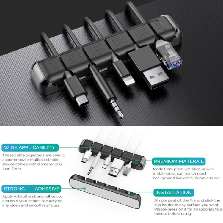 AhaStyle PT125 Aluminum Alloy + Silicone 5 Holes Position Cable Holder Desktop Data Cable Clip