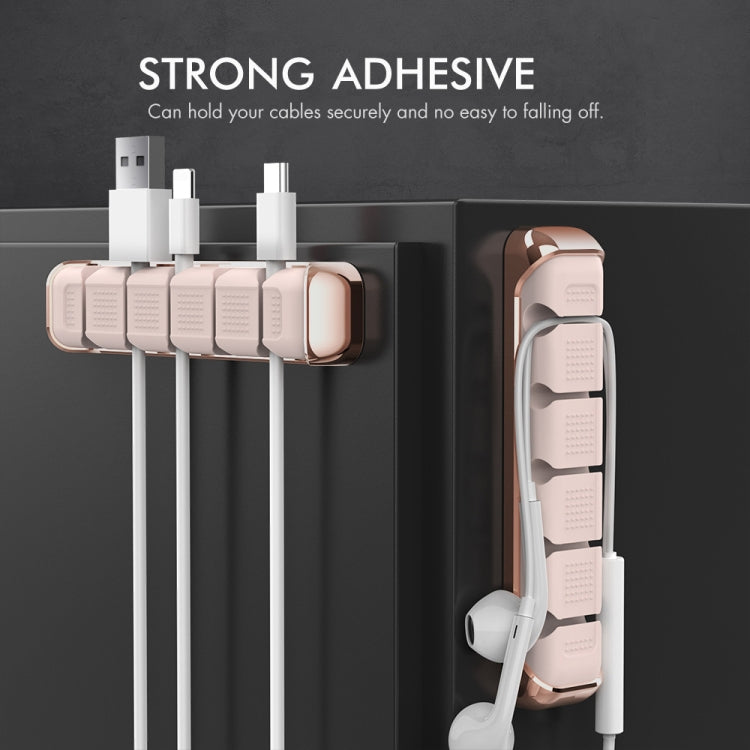 AhaStyle PT125 Aluminum Alloy + Silicone 5 Holes Position Cable Holder Desktop Data Cable Clip