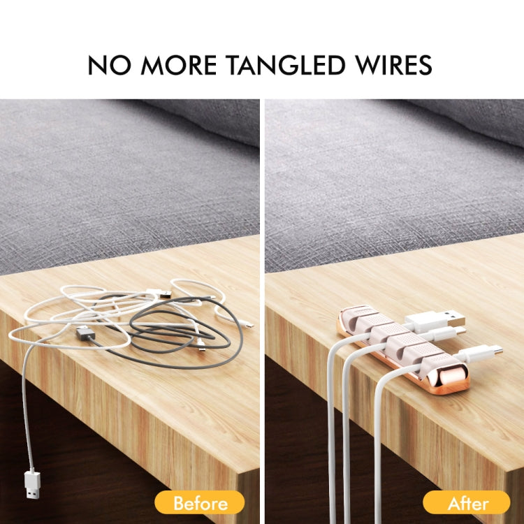 AhaStyle PT125 Aluminum Alloy + Silicone 5 Holes Position Cable Holder Desktop Data Cable Clip