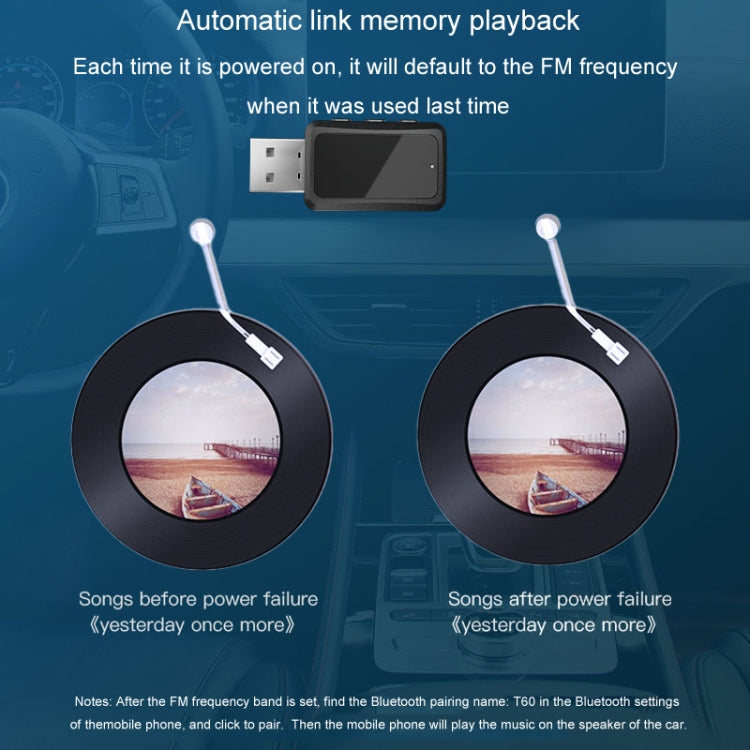 T60 Bluetooth 5.3 Audio Receiver Transmitter Car Radio USB FM Bluetooth Receiver