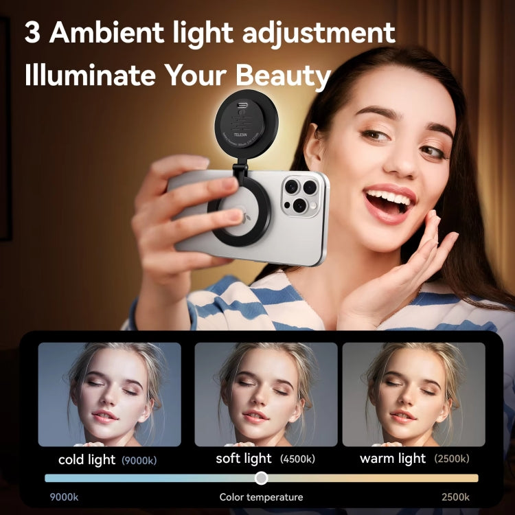 TELESIN Magnetic Selfie Light Rechargeable Foldable Fill Light For Mobile Phone
