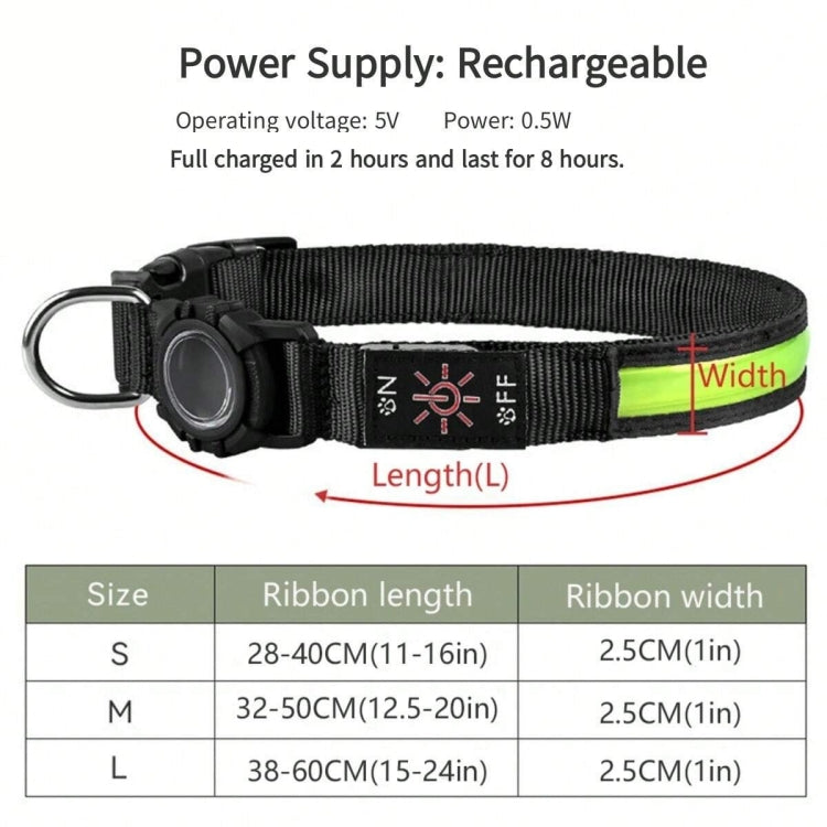For AirTag Dog Collar LED Waterproof Quick Release Collar