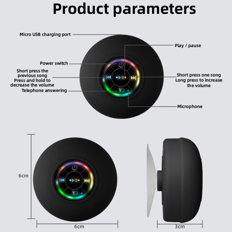 BT-07 Portable Large Suction Cup Waterproof Bathroom Bluetooth Speaker