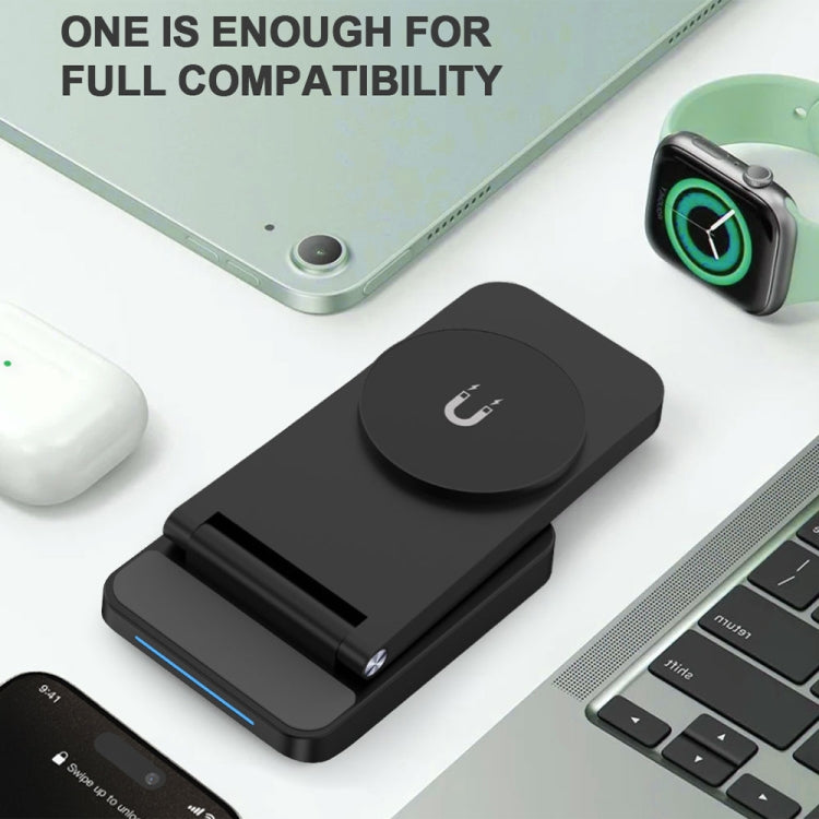 S90-3 3-in-1 Magnetic Folding Wireless Charger Phone Earphone Watch Fast Charging Stand