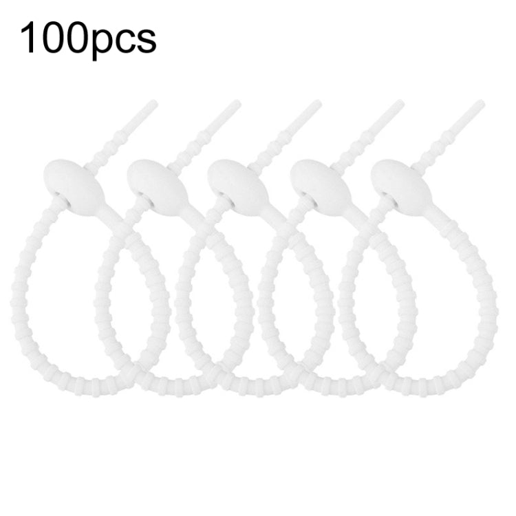 100pcs /Pack Silicone Ties Multi-Use Food Bag Clip Data Cable Winder Organizer