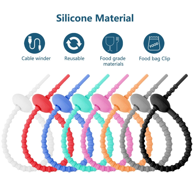 100pcs /Pack Silicone Ties Multi-Use Food Bag Clip Data Cable Winder Organizer