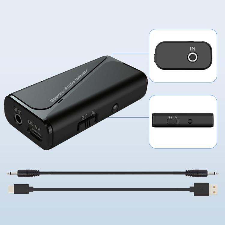 Bluetooth 5.4 Audio Common Ground Isolator Receiver Anti-interference Noise Reducer