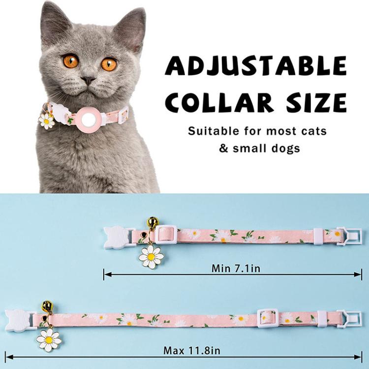 For AirTag Tracker Silicone Cover Small Daisy Pet Collar Dog Collar With Bell And Front Back Film