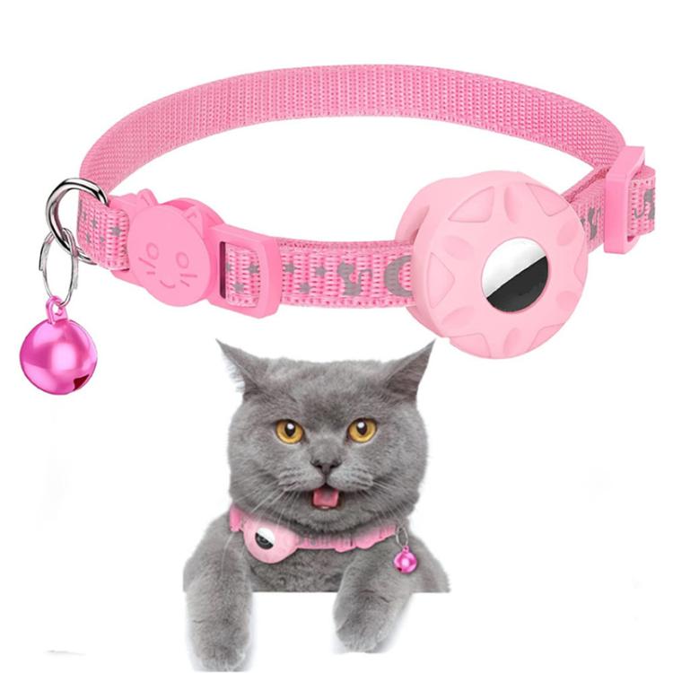 For AirTag Tracker Silicone Case Reflective Stars And Moon Cats Dogs Pet Collar With Bell