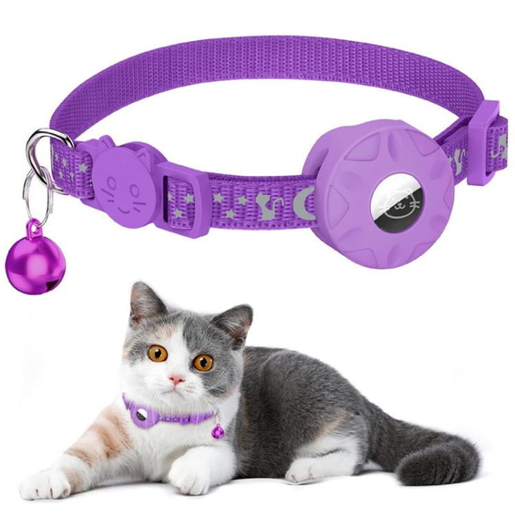 For AirTag Tracker Silicone Case Reflective Stars And Moon Cats Dogs Pet Collar With Bell