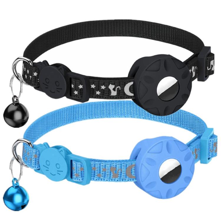 For AirTag Tracker Silicone Case Reflective Stars And Moon Cats Dogs Pet Collar With Bell