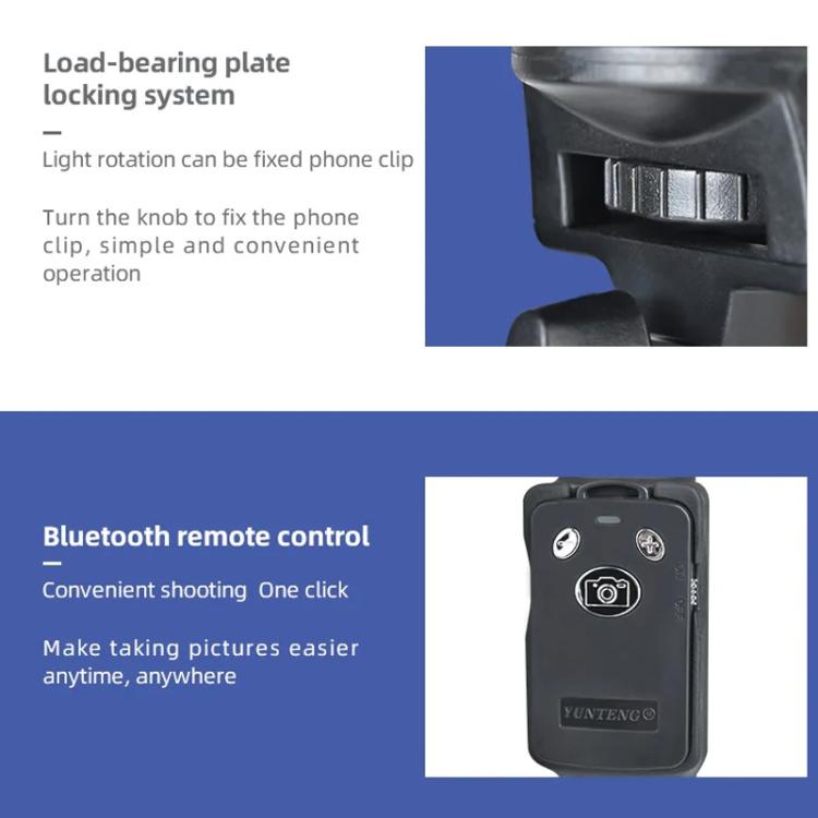 YUNTENG 1288 Adjustable 50 Inch Aluminum Alloy Selfie Stick With Bluetooth Remote Control For Smartphones & Cameras