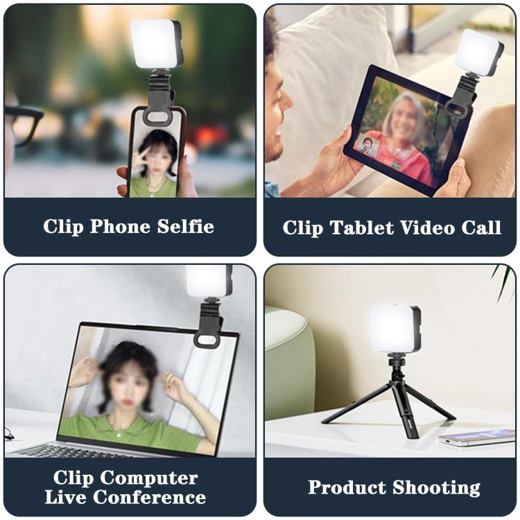 Selfie Fill Light 3 Color Temperature Clip On Lamp with PTZ & Tripod Kit