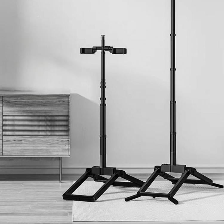 Adjustable 55-Inch Quadpod Live Streaming Phone Stand Foldable Tripod With Dual Phone Clip & 1/4 Inch Screw