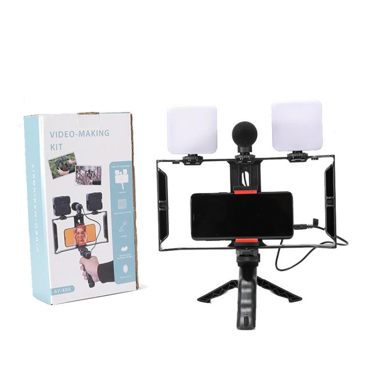 Smartphone Video Rig Kit with LED Fill Light & Microphone All-in-One Mobile Live Streaming
