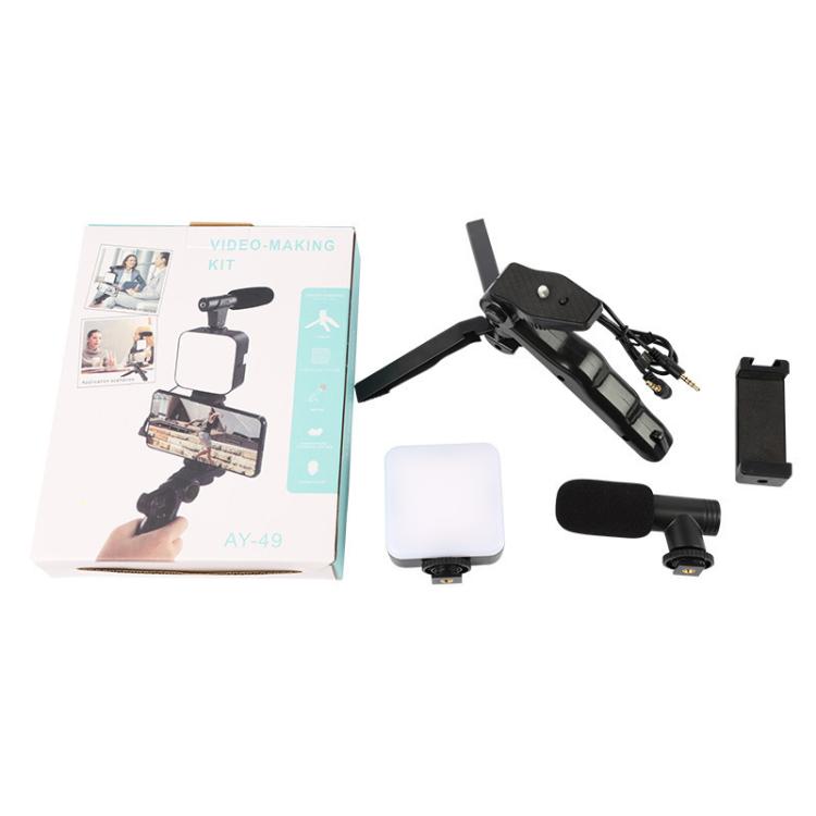 49 LEDs Streaming Lighting Kit for Phone All-in-One Video Recording Set with Tripod Stand &  Microphone