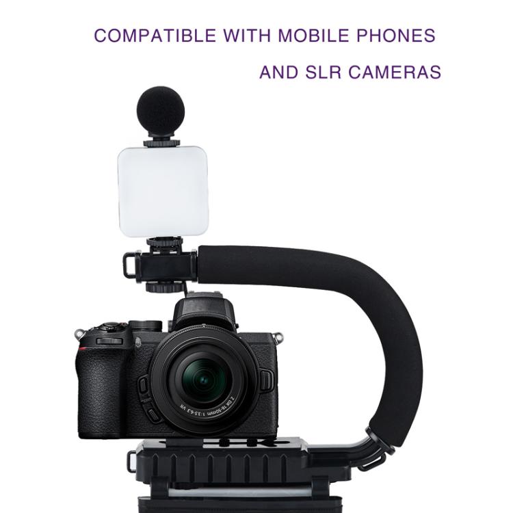 U-Shaped Handle Stand with Pocket Fill Light & Noise-Canceling Mic All-in-One Live Streaming Kit