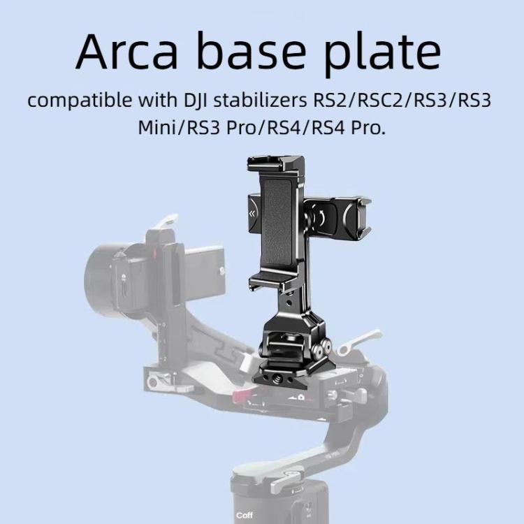 Dual Phone Mount Teleprompter Stand with Arca-Swiss Base Compatible with DJI Stabilizers for Live Streaming/Vlogging/Video Recording