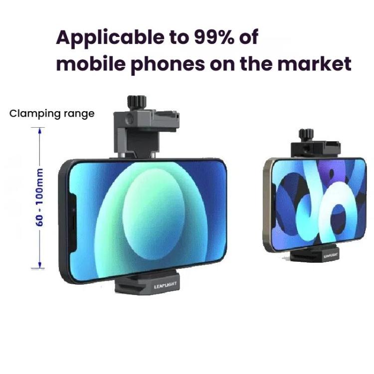 Leaplight Dual Cold Shoe All-Metal Phone Mount with 4x1/4 Inch Screw Ports & Arri Locating Holes