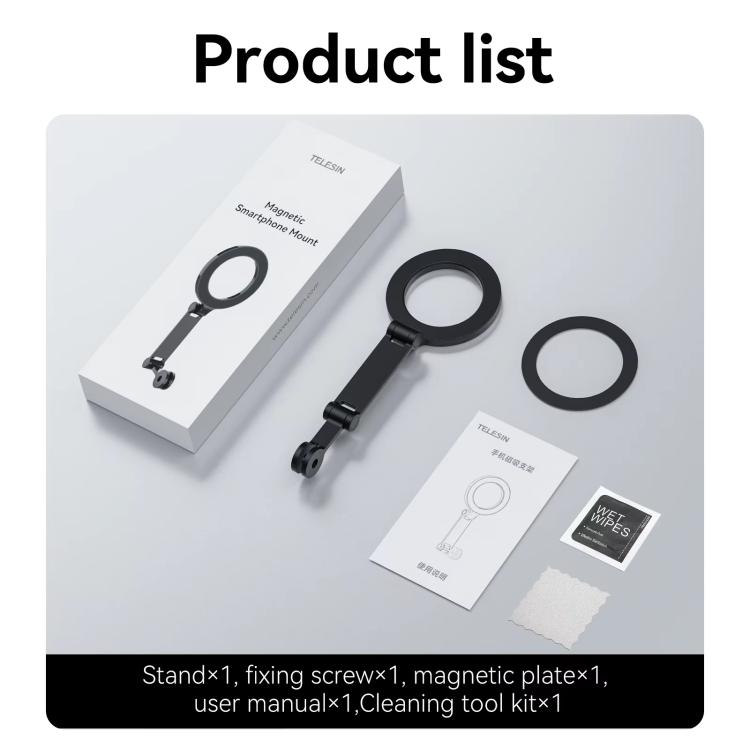 TELESIN Mobile Phone Magnetic Stand Two Claw Adapter Compatible with Chest Strap, Backpack Clip, Neck Mount