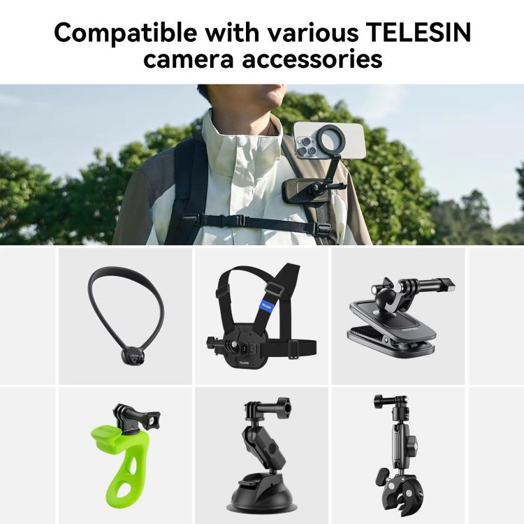 TELESIN Mobile Phone Magnetic Stand Two Claw Adapter Compatible with Chest Strap, Backpack Clip, Neck Mount