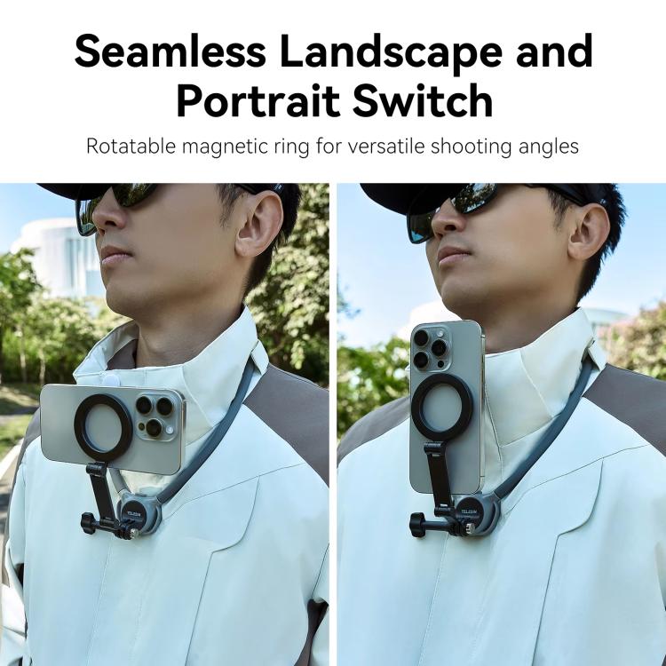 TELESIN Mobile Phone Magnetic Stand Two Claw Adapter Compatible with Chest Strap, Backpack Clip, Neck Mount