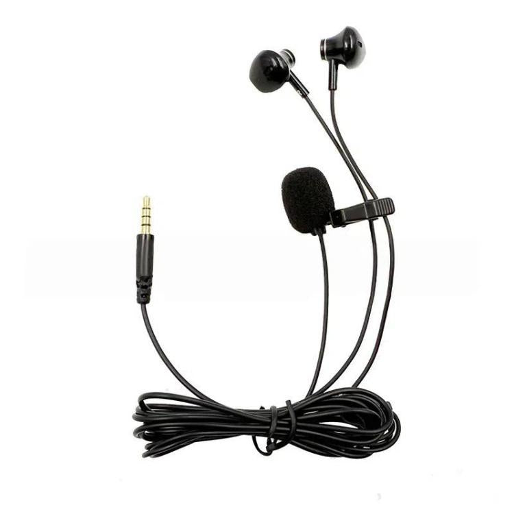 3.5mm TRRS Lapel Microphone With Earphone Stereo Live Monitoring Headphones