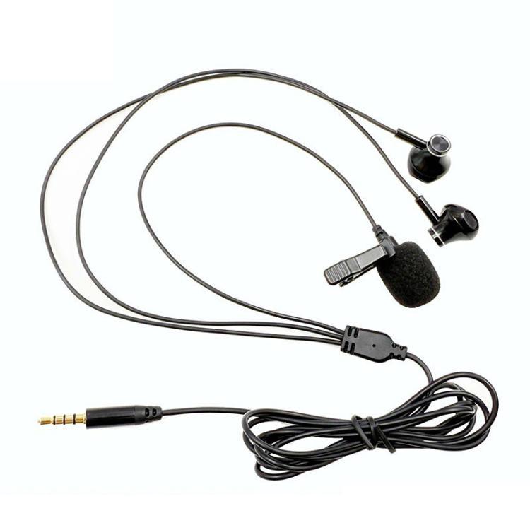 3.5mm TRRS Lapel Microphone With Earphone Stereo Live Monitoring Headphones